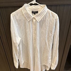 Generation Love L White and rhinestone Striped Button-Down Shirt